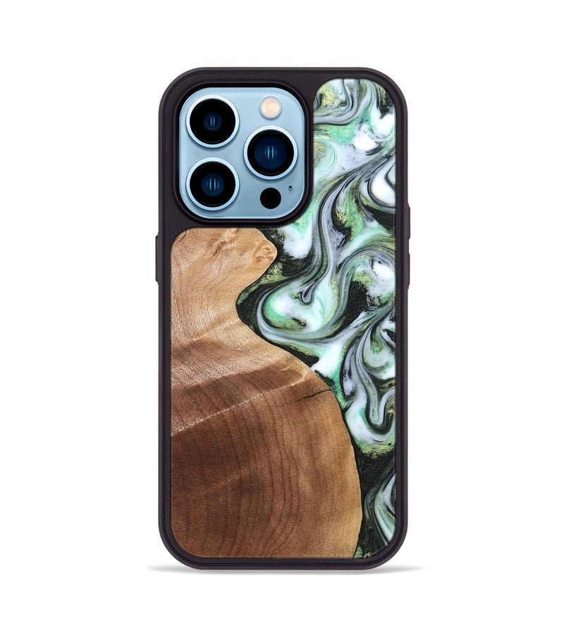 iPhone 14 Pro Wood Phone Case - Shea (Green, 824878)