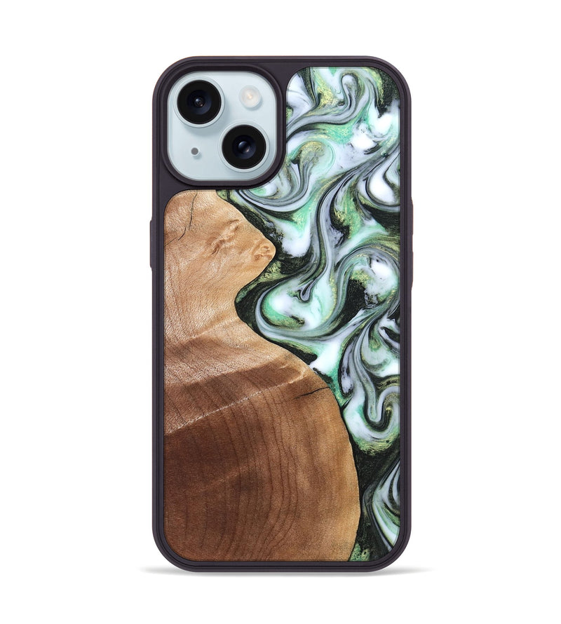iPhone 15 Wood Phone Case - Shea (Green, 824878)