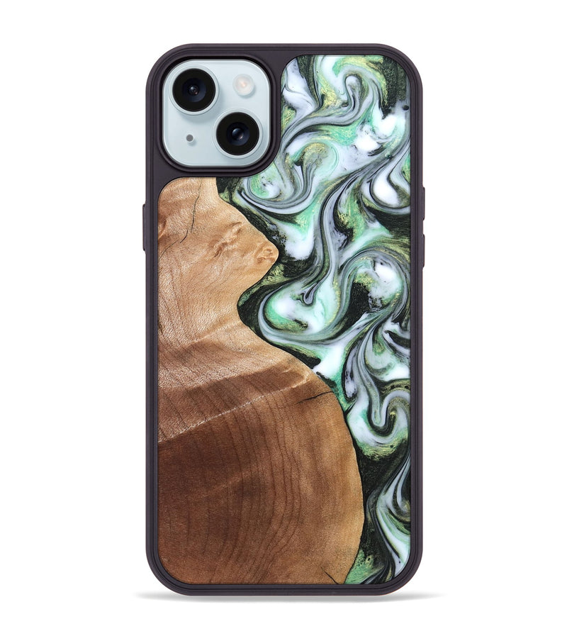 iPhone 15 Plus Wood Phone Case - Shea (Green, 824878)