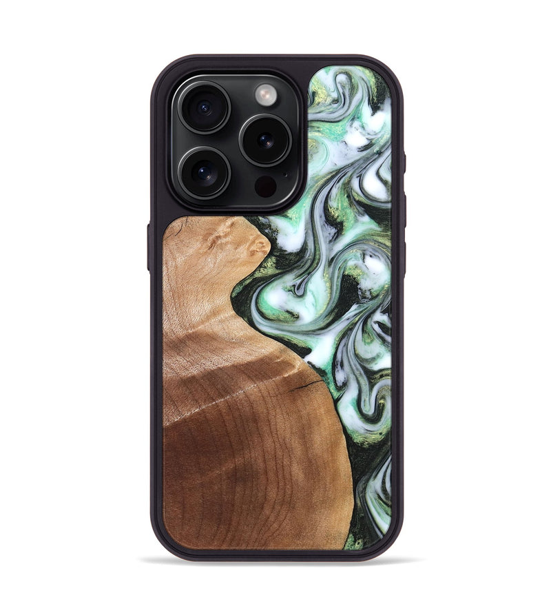 iPhone 15 Pro Wood Phone Case - Shea (Green, 824878)