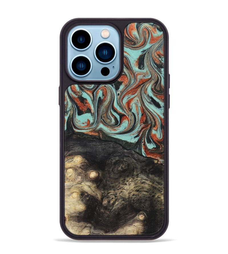 iPhone 14 Pro Max Wood Phone Case - Riya (Green, 824881)