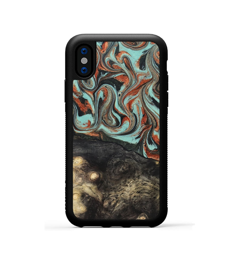 iPhone Xs Wood Phone Case - Riya (Green, 824881)