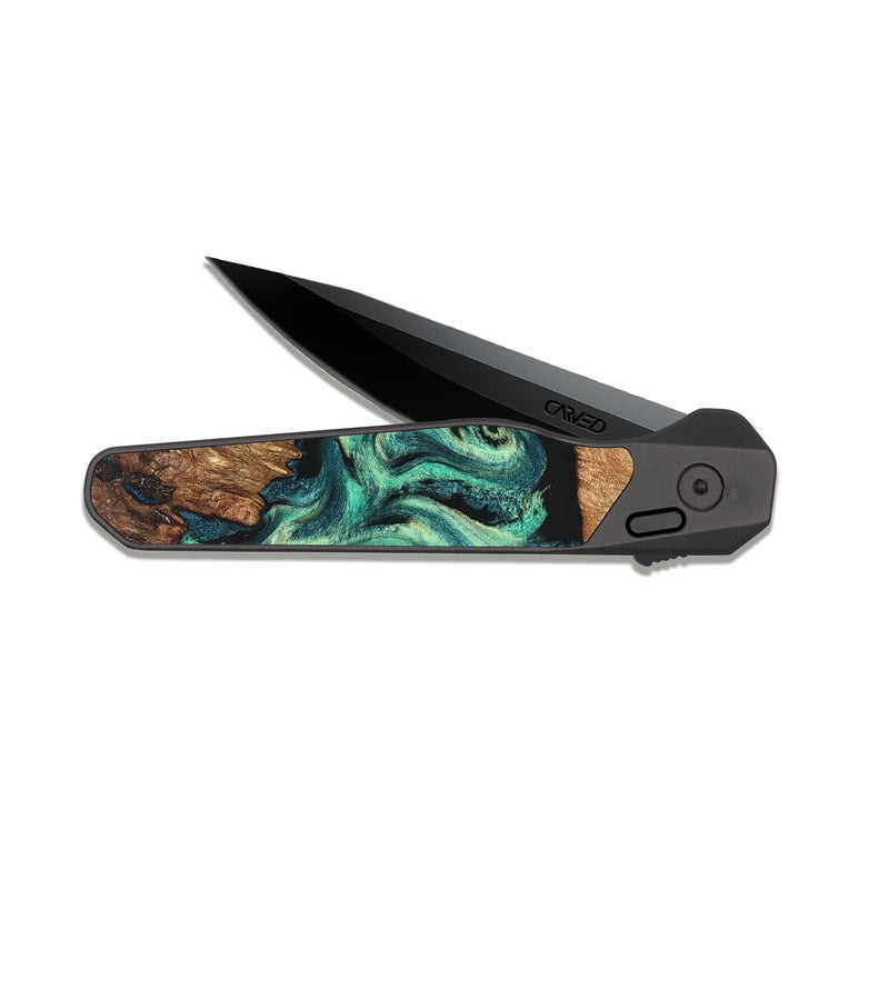 EDC Dark Slate Wood Pocket Knife - Camilla (Green, 824884)