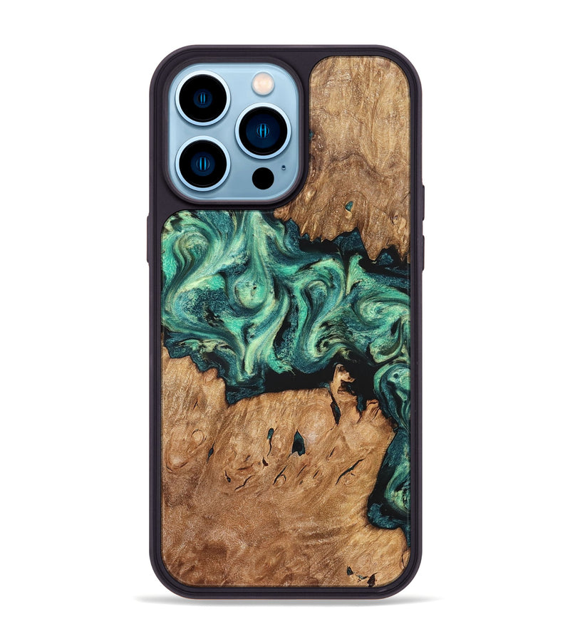iPhone 14 Pro Max Wood Phone Case - Camilla (Green, 824884)