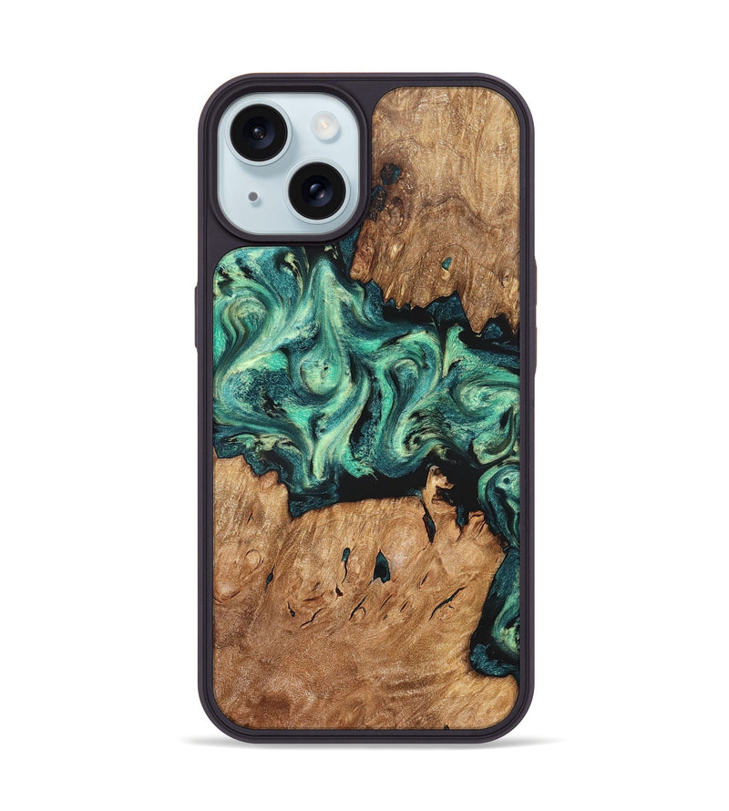 iPhone 15 Wood Phone Case - Camilla (Green, 824884)