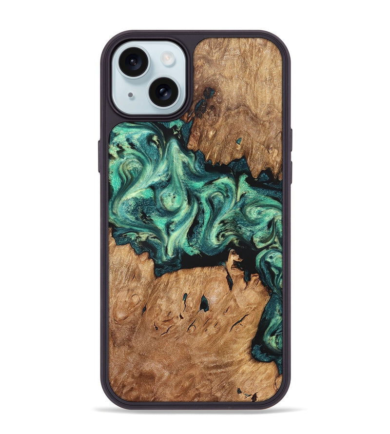iPhone 15 Plus Wood Phone Case - Camilla (Green, 824884)