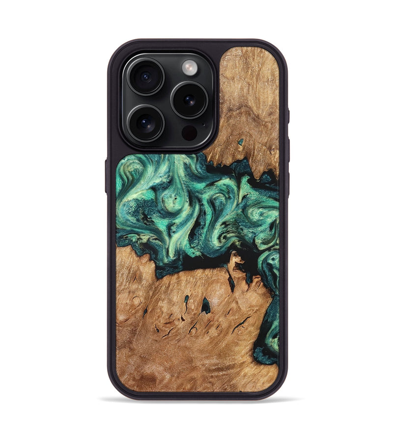 iPhone 15 Pro Wood Phone Case - Camilla (Green, 824884)