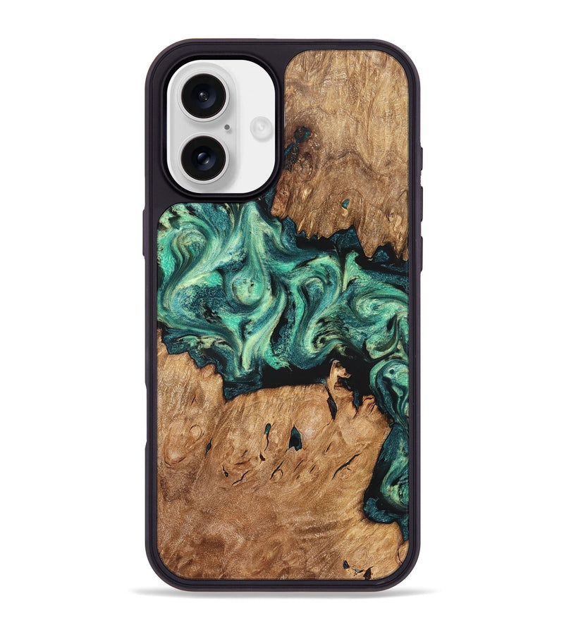 iPhone 16 Plus Wood Phone Case - Camilla (Green, 824884)