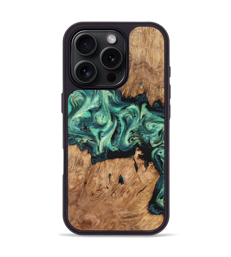 iPhone 16 Pro Wood Phone Case - Camilla (Green, 824884)