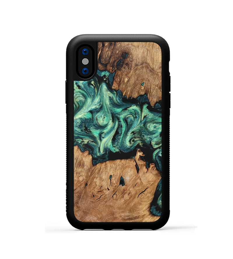 iPhone Xs Wood Phone Case - Camilla (Green, 824884)