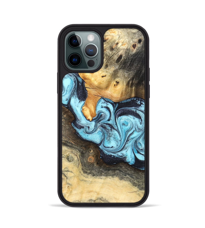 iPhone 12 Pro Wood Phone Case - Cicely (Blue, 824886)