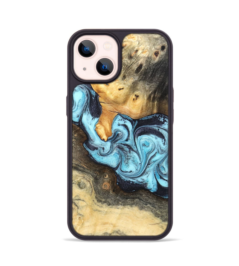 iPhone 14 Wood Phone Case - Cicely (Blue, 824886)