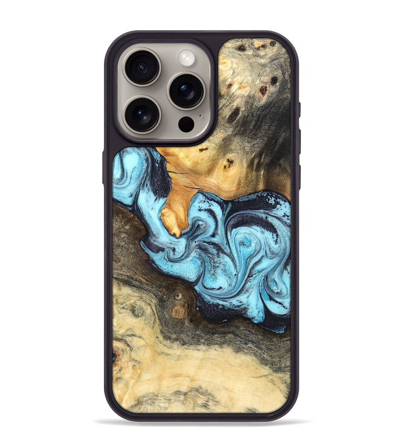 iPhone 15 Pro Max Wood Phone Case - Cicely (Blue, 824886)