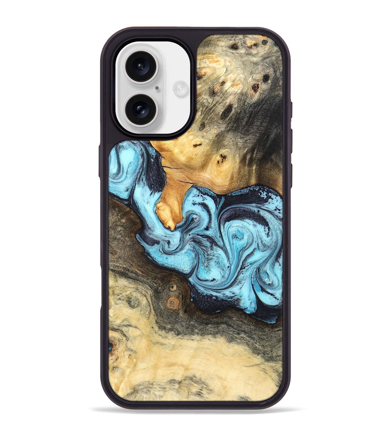 iPhone 16 Plus Wood Phone Case - Cicely (Blue, 824886)