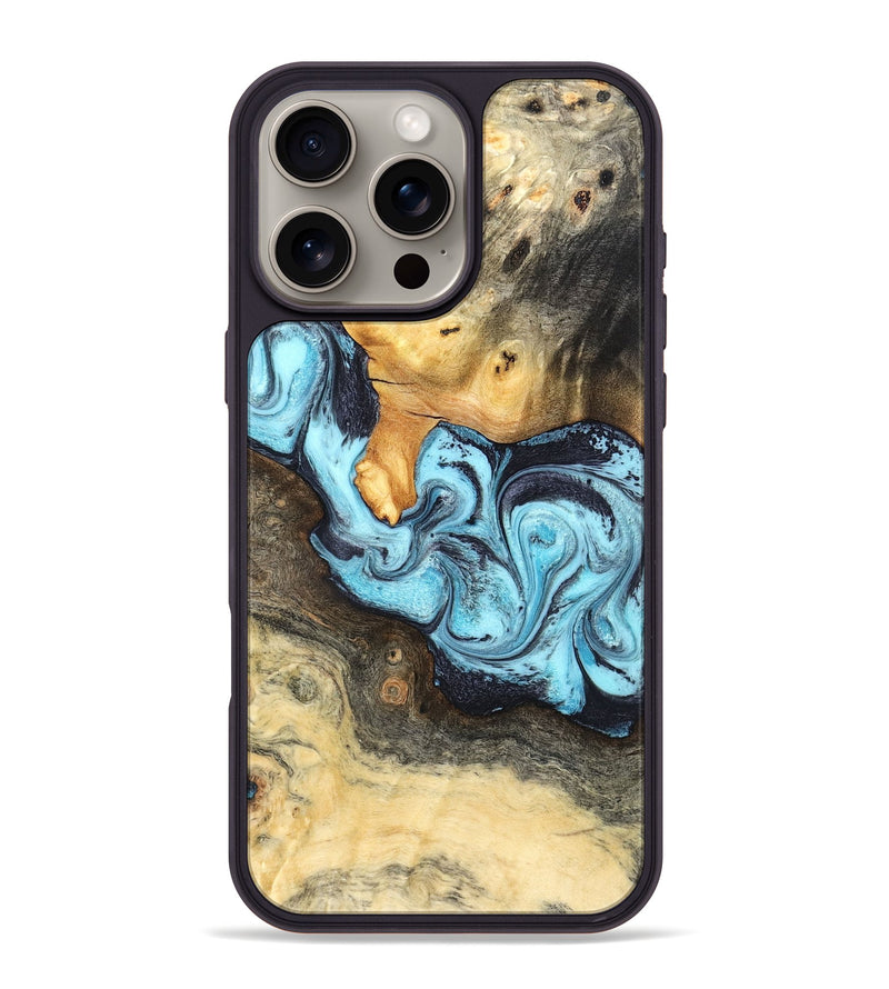 iPhone 16 Pro Max Wood Phone Case - Cicely (Blue, 824886)