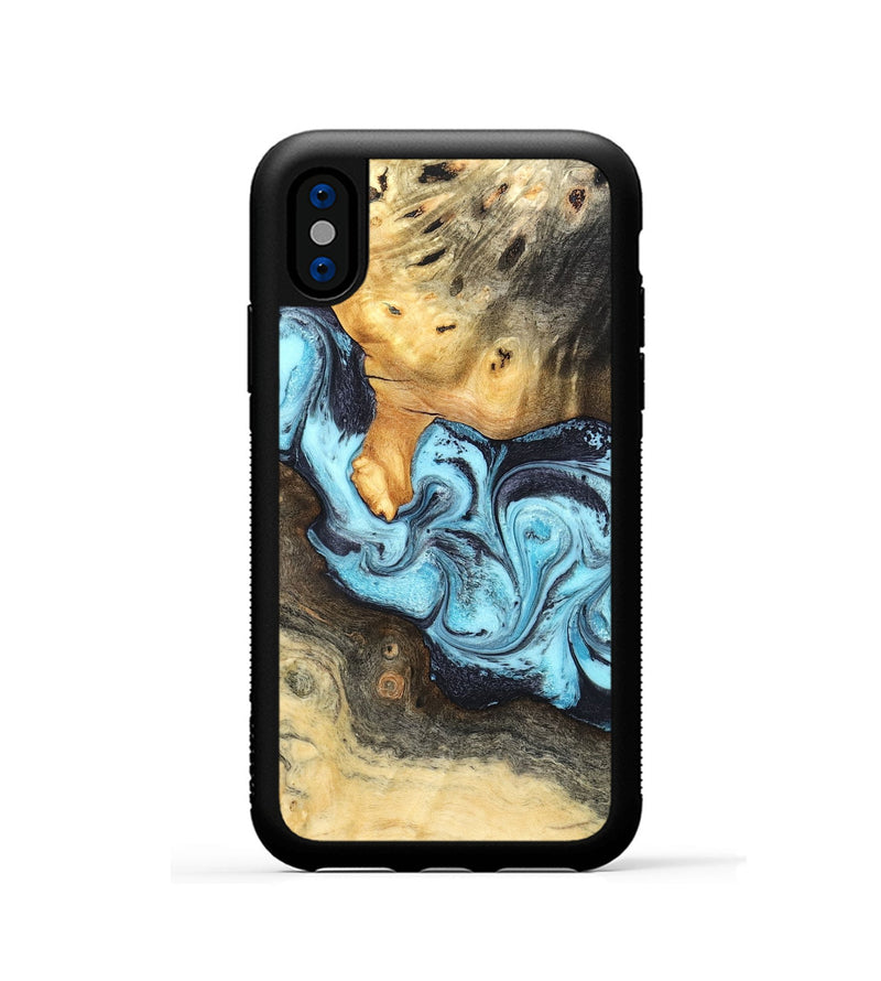 iPhone Xs Wood Phone Case - Cicely (Blue, 824886)