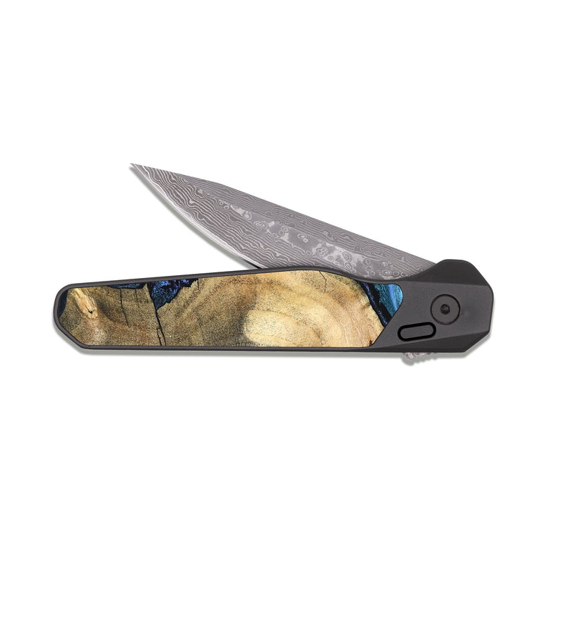 EDC Dark Damascus Wood Pocket Knife - Mozelle (Blue, 824889)