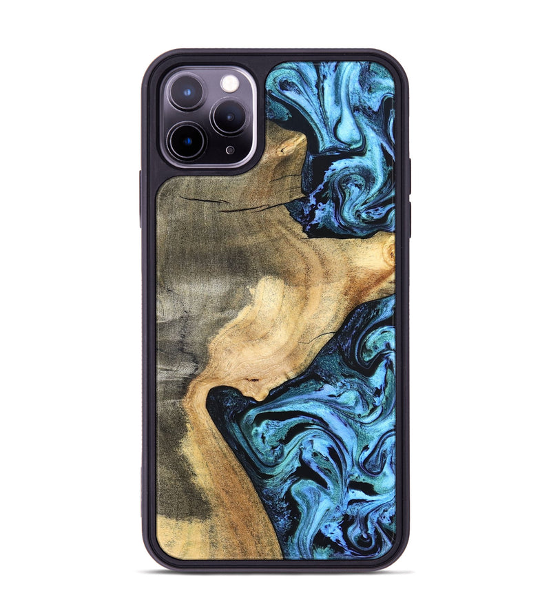 iPhone 11 Pro Max Wood Phone Case - Mozelle (Blue, 824889)