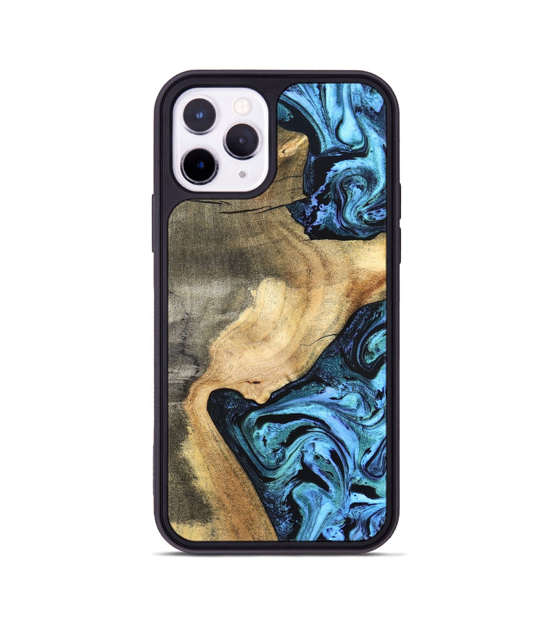 iPhone 11 Pro Wood Phone Case - Mozelle (Blue, 824889)