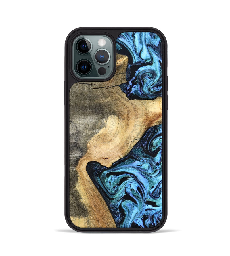 iPhone 12 Pro Wood Phone Case - Mozelle (Blue, 824889)