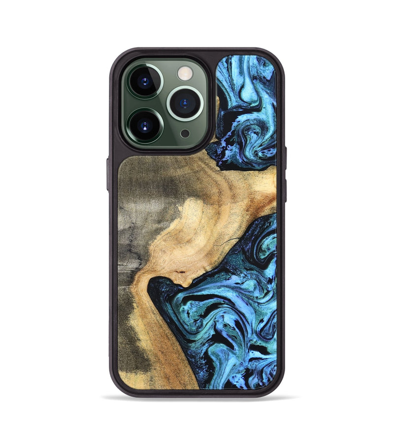 iPhone 13 Pro Wood Phone Case - Mozelle (Blue, 824889)