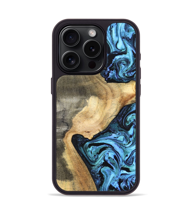 iPhone 15 Pro Wood Phone Case - Mozelle (Blue, 824889)