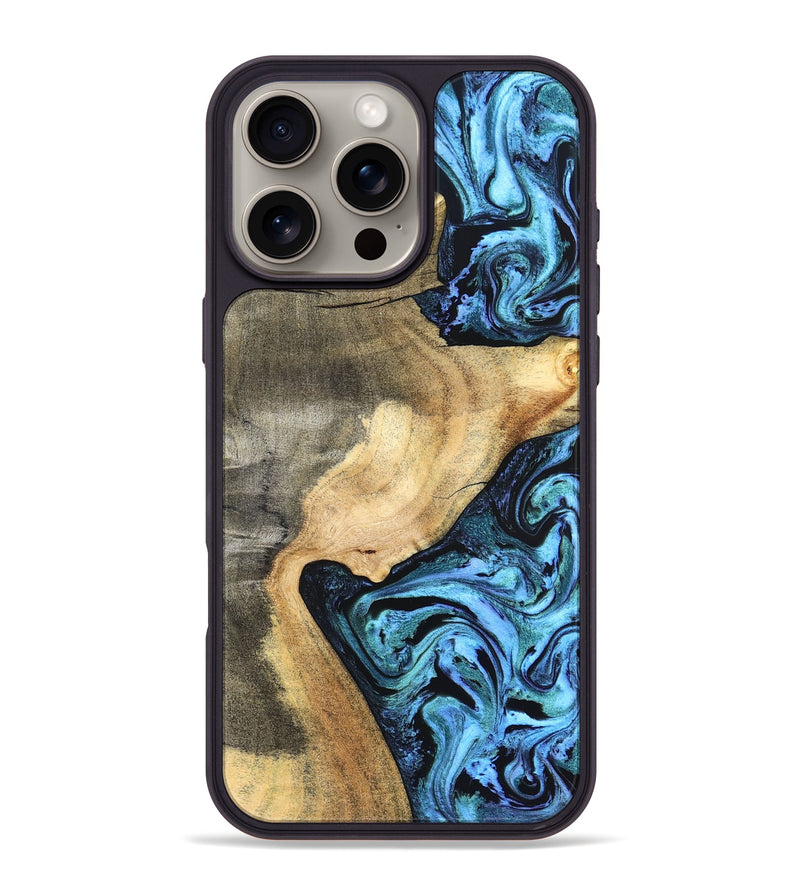 iPhone 16 Pro Max Wood Phone Case - Mozelle (Blue, 824889)