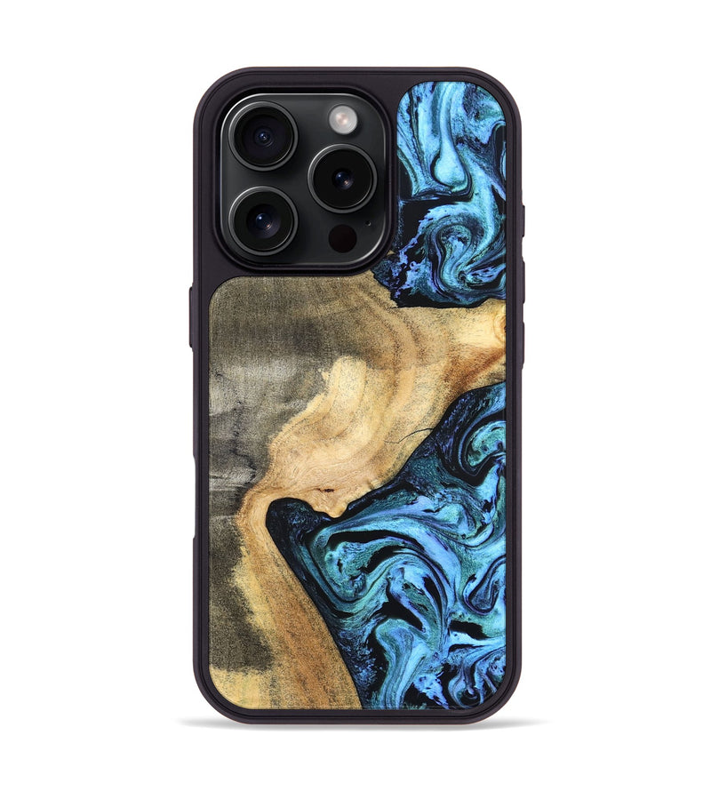 iPhone 16 Pro Wood Phone Case - Mozelle (Blue, 824889)