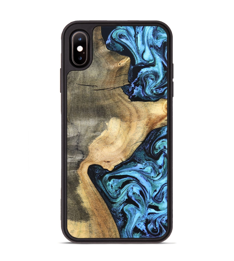iPhone Xs Max Wood Phone Case - Mozelle (Blue, 824889)