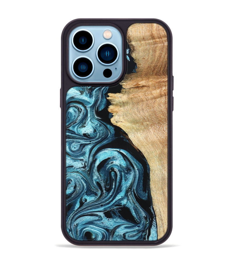 iPhone 14 Pro Max Wood Phone Case - Violet (Blue, 824892)