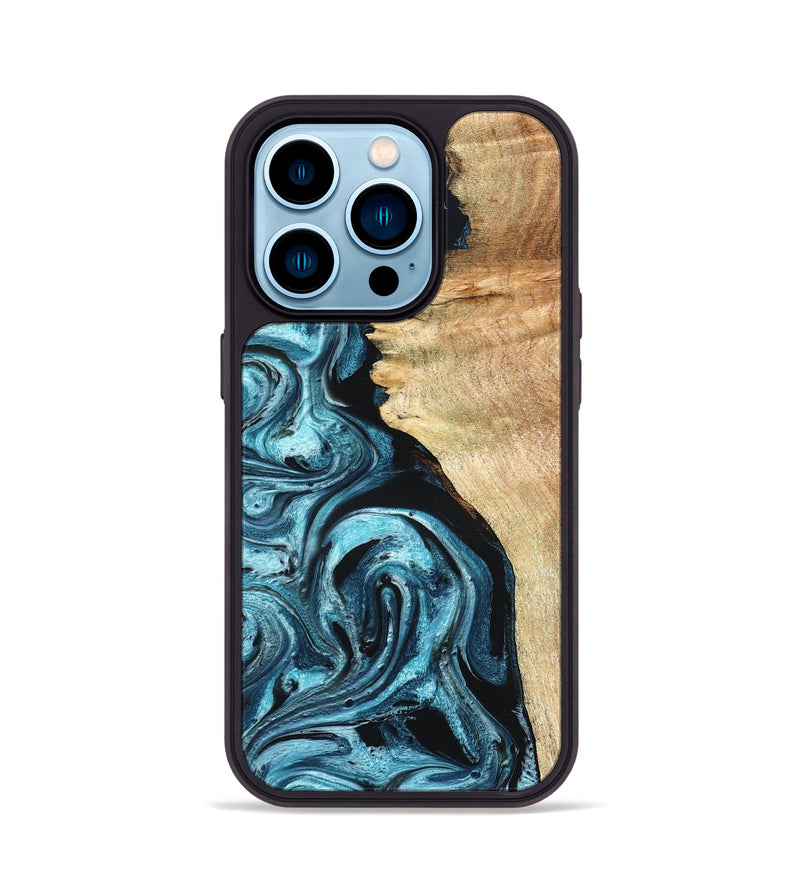 iPhone 14 Pro Wood Phone Case - Violet (Blue, 824892)