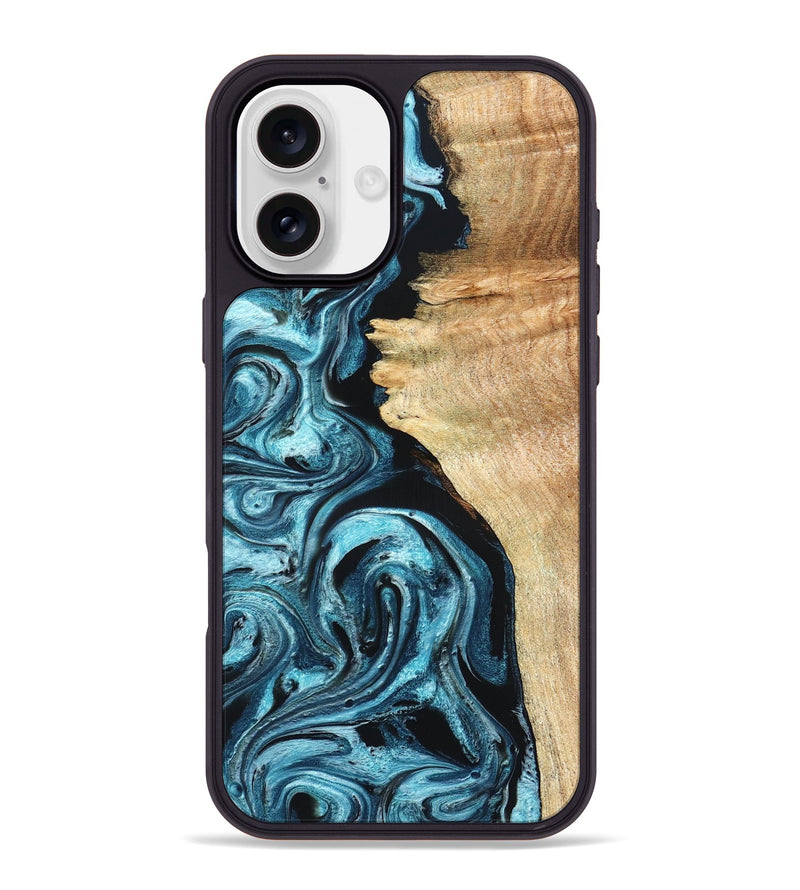 iPhone 16 Plus Wood Phone Case - Violet (Blue, 824892)