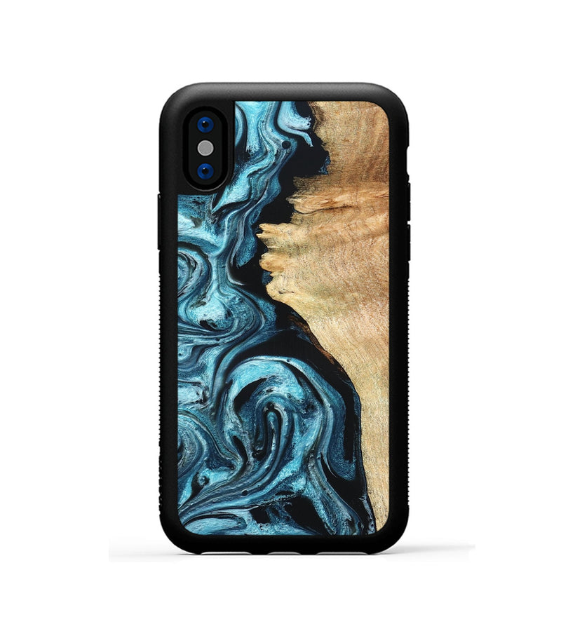 iPhone Xs Wood Phone Case - Violet (Blue, 824892)