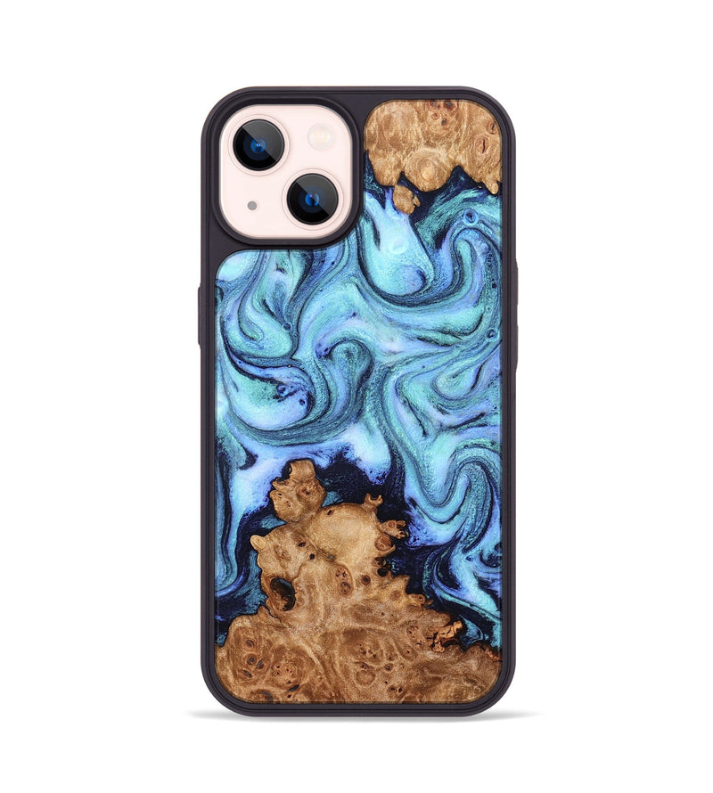 iPhone 14 Wood Phone Case - Gemma (Blue, 824893)
