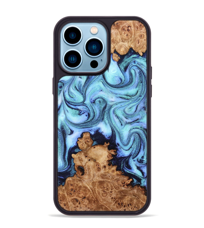 iPhone 14 Pro Max Wood Phone Case - Gemma (Blue, 824893)