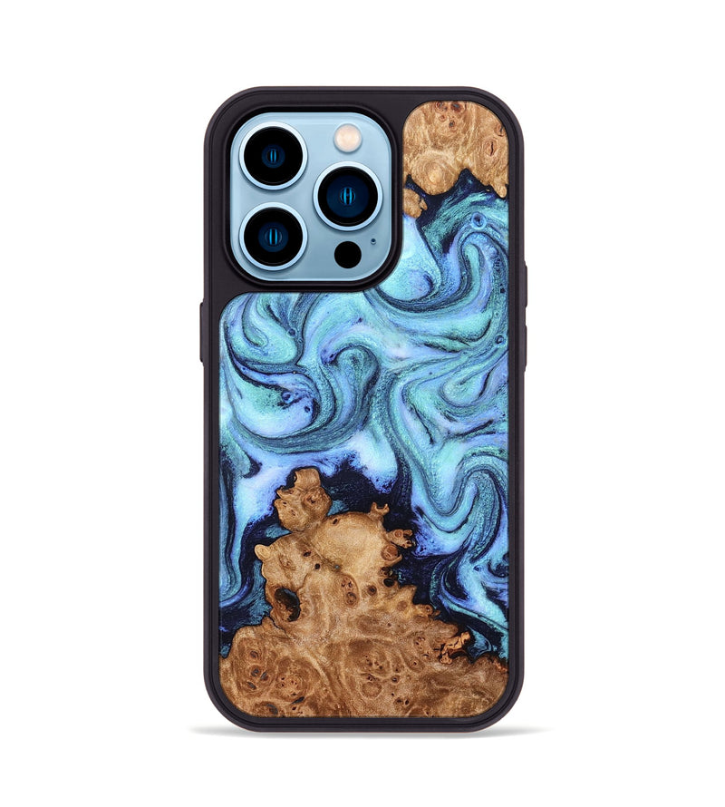 iPhone 14 Pro Wood Phone Case - Gemma (Blue, 824893)