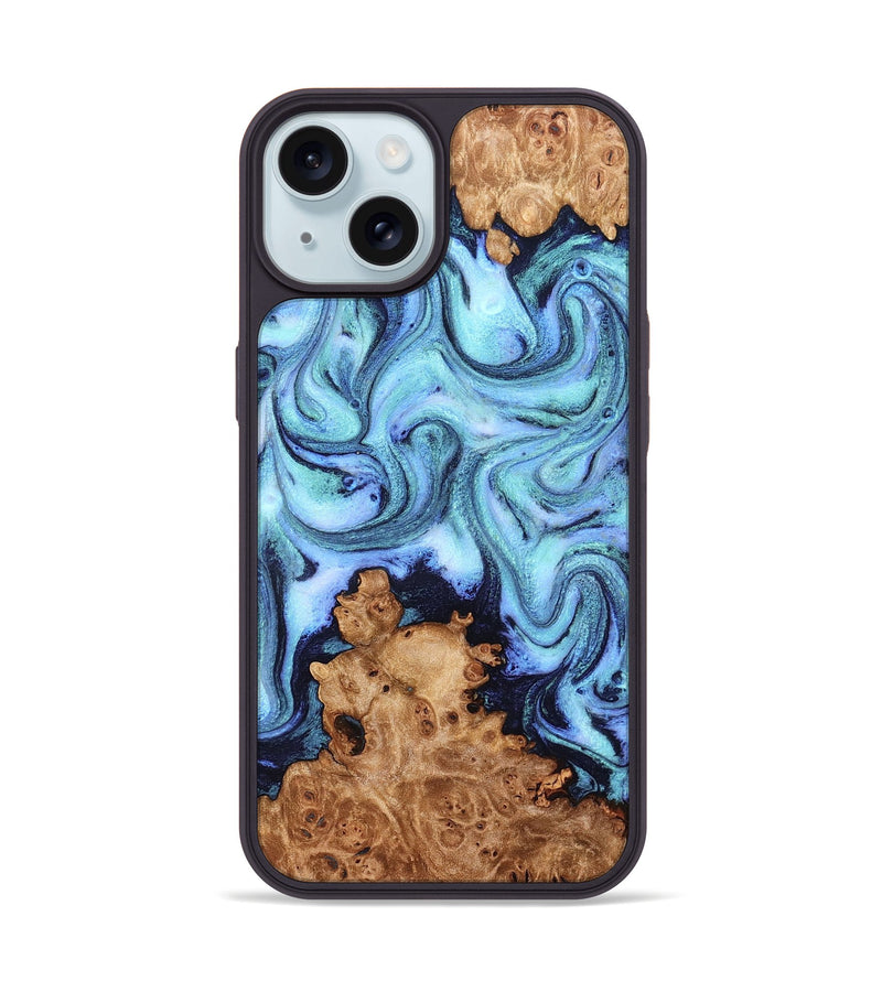 iPhone 15 Wood Phone Case - Gemma (Blue, 824893)