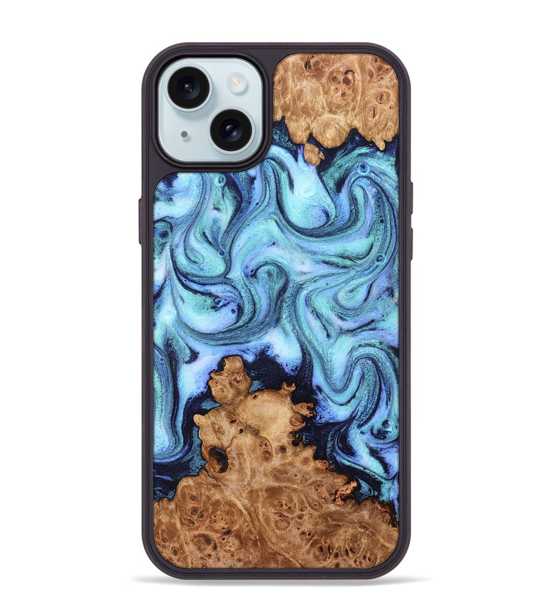 iPhone 15 Plus Wood Phone Case - Gemma (Blue, 824893)