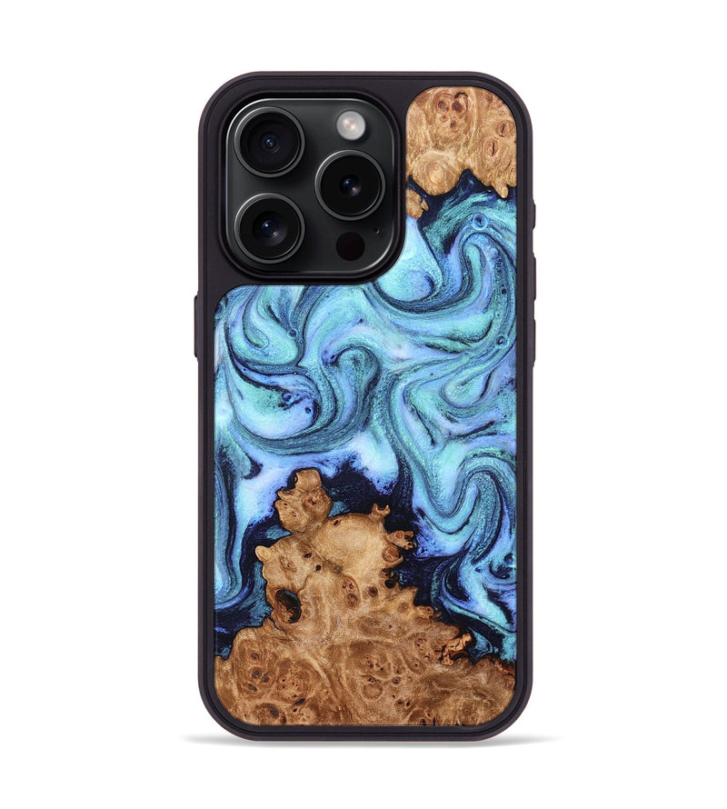 iPhone 15 Pro Wood Phone Case - Gemma (Blue, 824893)