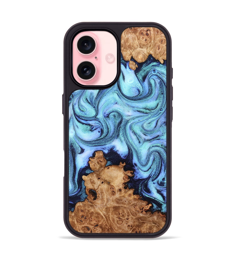 iPhone 16 Wood Phone Case - Gemma (Blue, 824893)