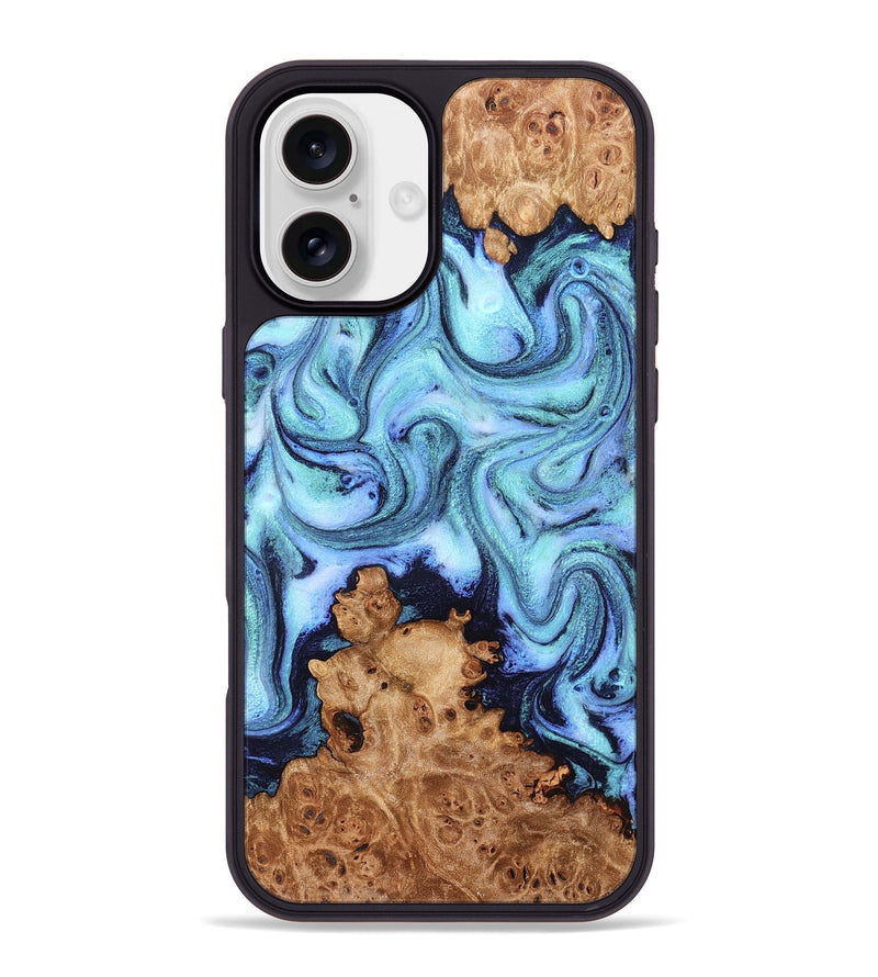 iPhone 16 Plus Wood Phone Case - Gemma (Blue, 824893)