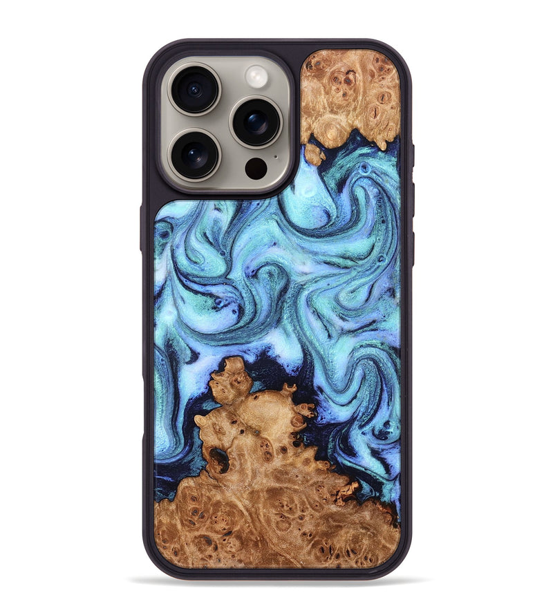 iPhone 16 Pro Max Wood Phone Case - Gemma (Blue, 824893)