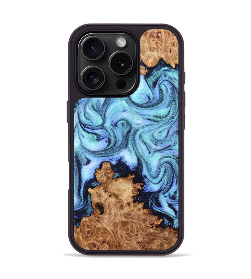 iPhone 16 Pro Wood Phone Case - Gemma (Blue, 824893)