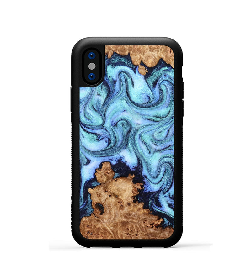 iPhone Xs Wood Phone Case - Gemma (Blue, 824893)