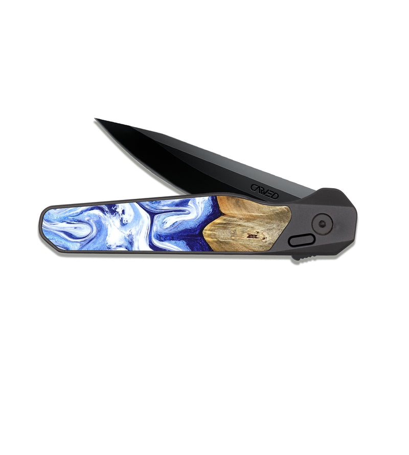 EDC Dark Slate Wood Pocket Knife - Naomi (Blue, 824894)