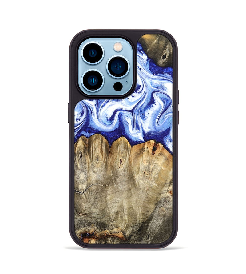 iPhone 14 Pro Wood Phone Case - Naomi (Blue, 824894)