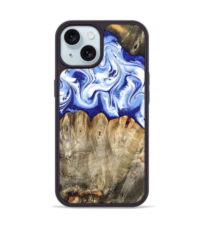 iPhone 15 Wood Phone Case - Naomi (Blue, 824894)