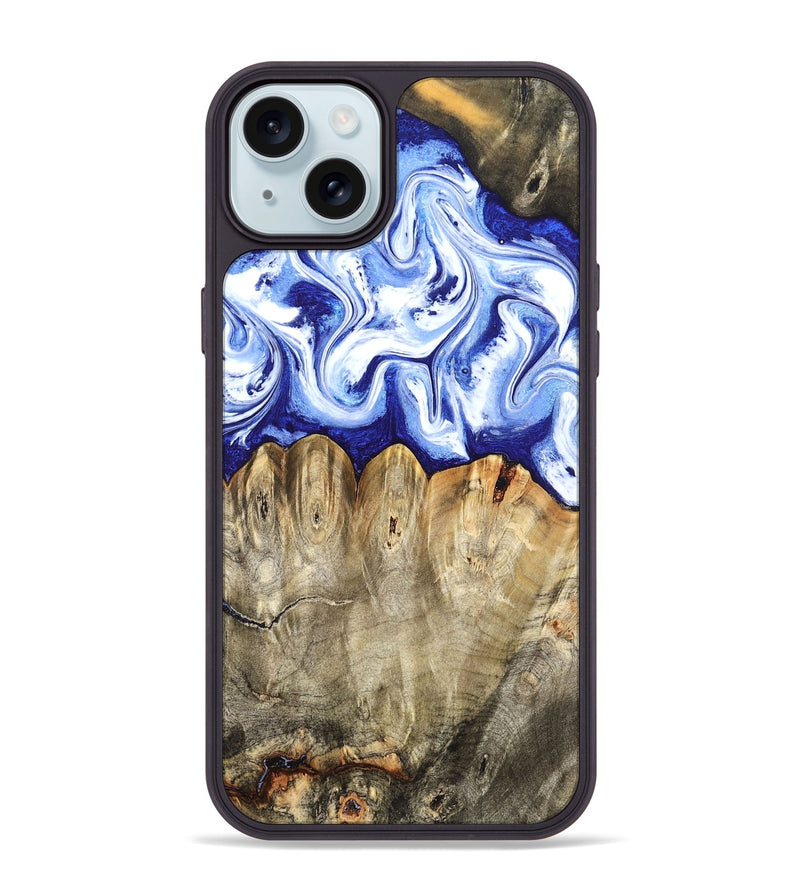 iPhone 15 Plus Wood Phone Case - Naomi (Blue, 824894)