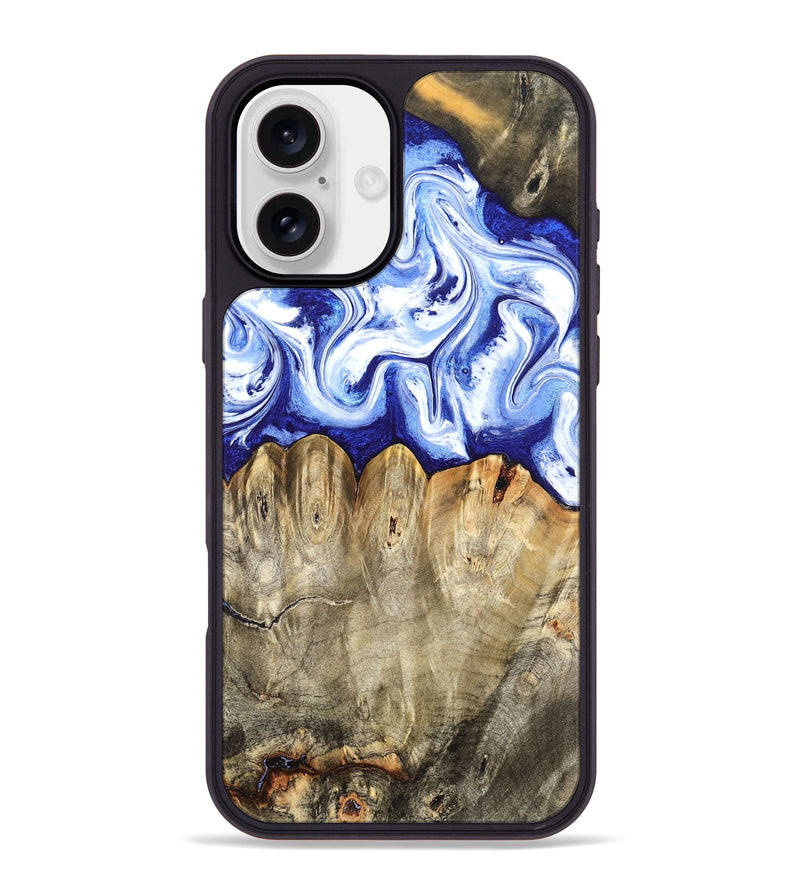 iPhone 16 Plus Wood Phone Case - Naomi (Blue, 824894)