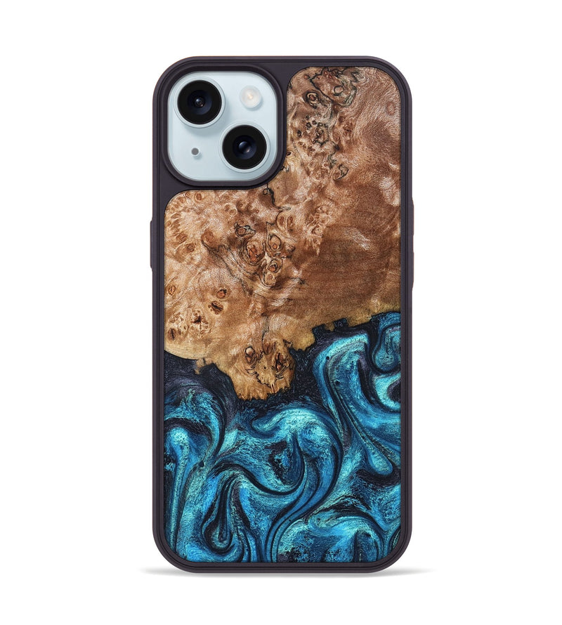 iPhone 15 Wood Phone Case - Brayden (Blue, 824895)